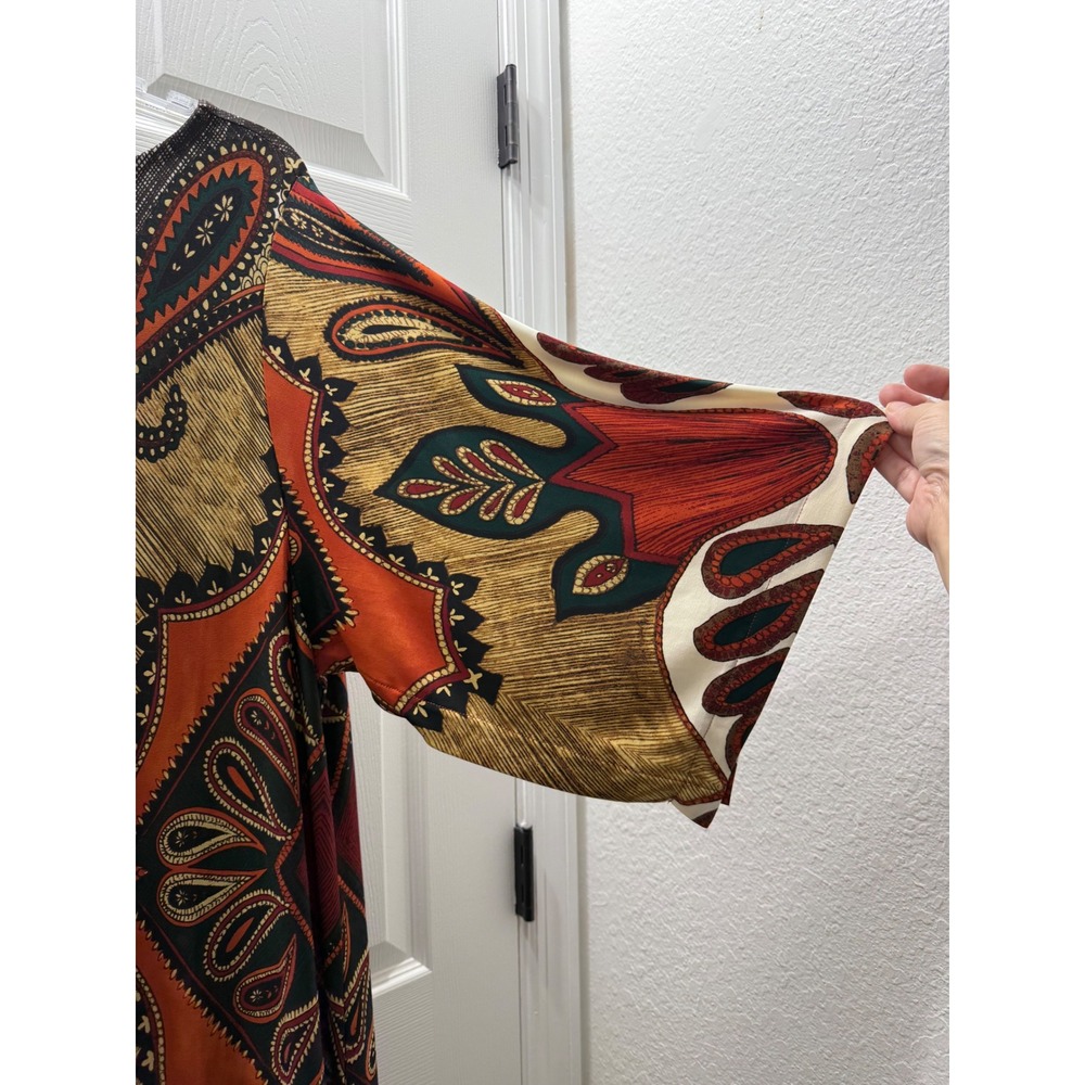 Chico's Empire Print Shift Dress Brown Orange Paisley Kimono Sleeve 3 NWT XL 16 - Picture 5 of 9